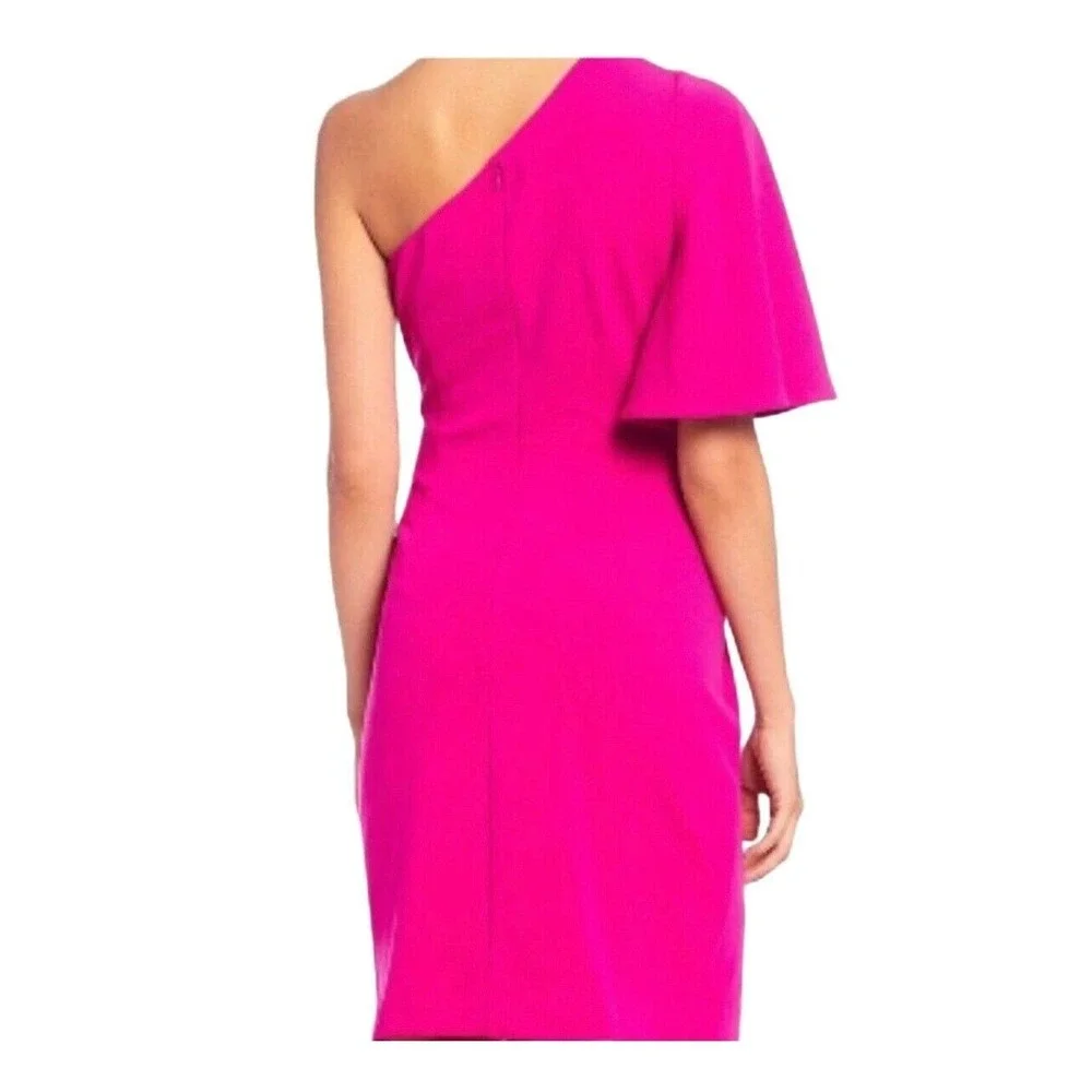 Badgley Mischka Hot Pink One-Shoulder Mini Dress